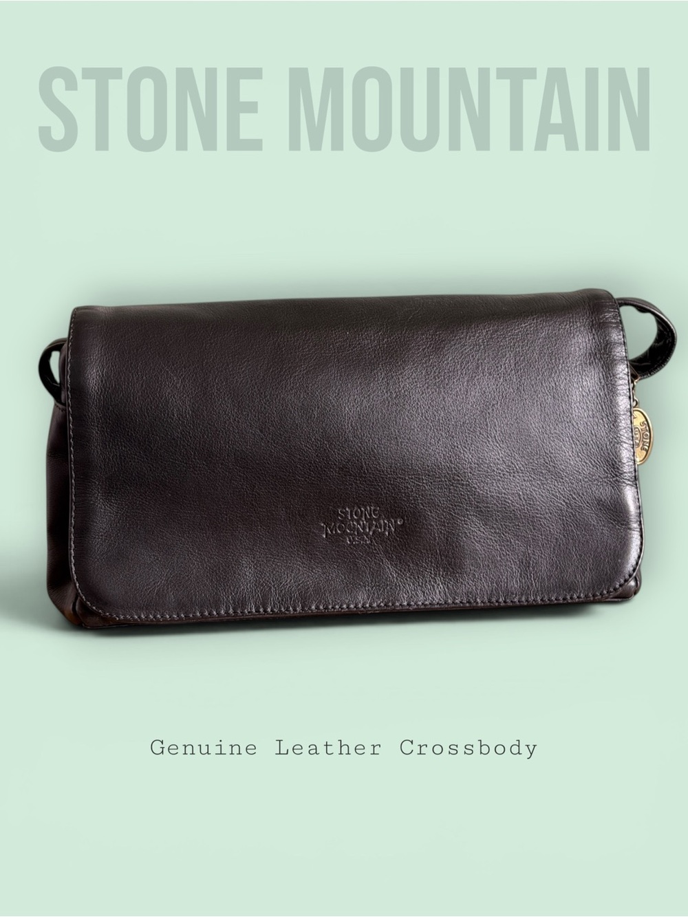 Stone Mountain Genuine Leather Crossbody Bag Black Made in USA